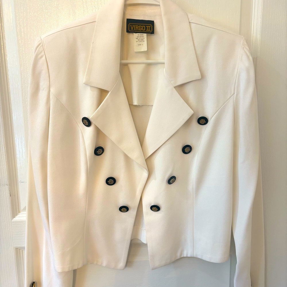 Vintage Cream Blazer with Black Buttons